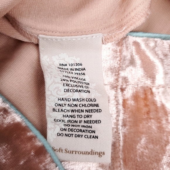 New Soft Surroundings Peach Viscose Blend Velour Boho Dedazzled Camisole Sz S - Picture 15 of 16
